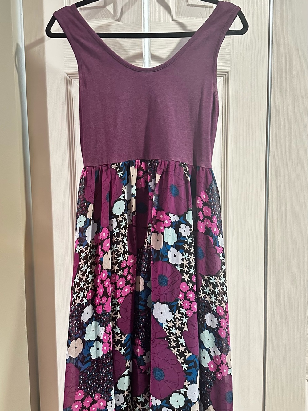 Matilda Jane Plum Tank Dress with Pink & Blue Floral Skirt